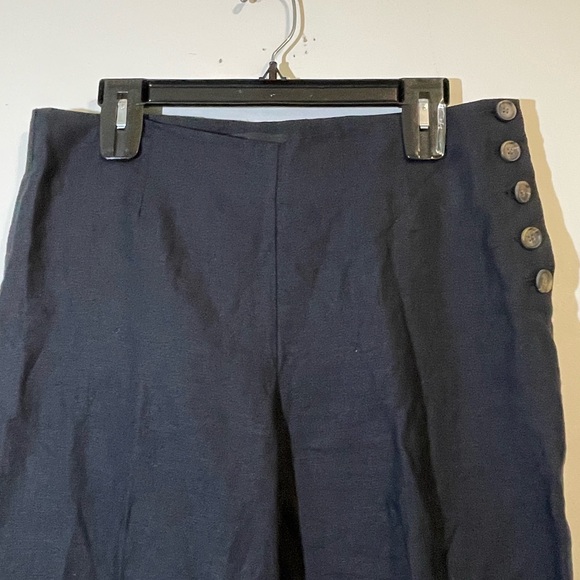 Talbots Black Linen women’s size 6 pants trousers side button - Picture 7 of 12